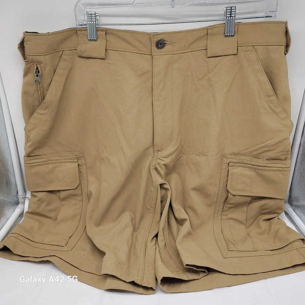 Duluth Trading Co Dry on the‎ Fly Cargo Shorts Mens XL Tan Khaki Nylon 59312